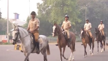 India News | Mounted Police Conduct Patrolling as Counting for Bihar Elections Goes on