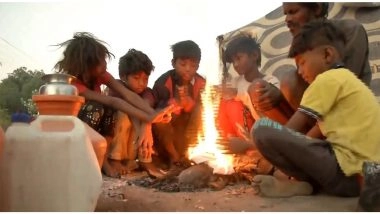 India News | Winter Strikes Karnataka's Kalaburgi, Children Gather Around Fire for Warmth