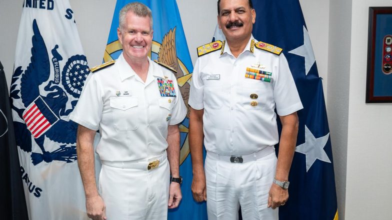 World News | Indian, US Navy Discuss Areas of Mutual Maritime Interest During Visit of CNS Admiral Dinesh K Tripathi