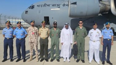 World News | UAE: IAF Contingent Comprising Suryakiran Aerobatic Team, Tejas Fighters Arrives for Dubai Air Show