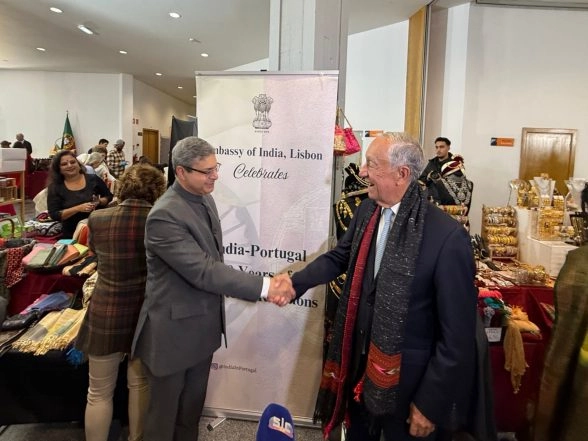 World News | Indian Envoy Receives Portugal President at Diplomatic Bazaar 2025 Exhibition