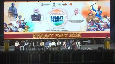 India News | Bharat Parv 2025: Young Artist Showcases India's Storytelling Heritage Through Cheriyal Paintings