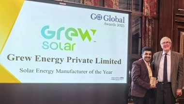 Business News | GREW Solar Wins 'Solar Energy Manufacturer of the Year 2025' at the Go Global Awards