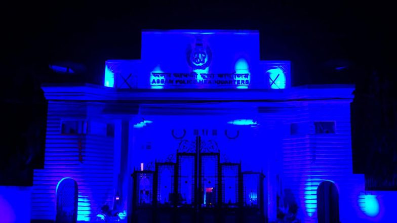 India News | Assam Police Headquarters Lit in Blue to Mark World Children's Day