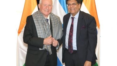 Business News | Piyush Goyal Meets Israel's Agriculture Minister, Talks Focused on Precision Farming, Drip Irrigation, Desert Agriculture