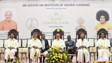India News | Vice President CP Radhakrishnan Graces the 44th Convocation of Sri Sathya Sai Institute of Higher Learning in Puttaparthi