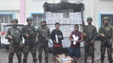 India News | Assam Rifles, DRI Siezes Large Consignment of Foriegn Cigarettes; 2 Held in Karimganj