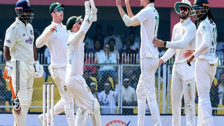 Sports News | Jansen's 6-for Bundles India out for 201; Proteas Lead by 314 Runs at Stumps on Day 3 in Guwahati
