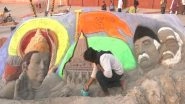 India News | Sand Artist Rupesh Singh Crafts Sand Sculpture of Lord Rama Ahead of Ram Temple's Flag Hoisting Ceremony in Ayodhya