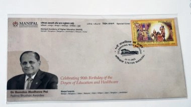 Business News | Special Postal Cover Launched at MAHE's 33rd Convocation to Honour Chancellor Dr. Ramdas R. Pai