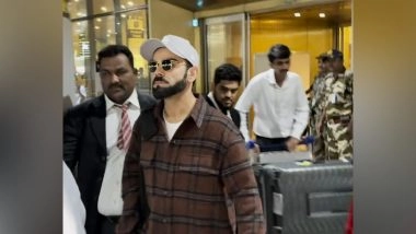 Entertainment News | Virat Kohli Spotted at Mumbai Airport; Playfully Engages with Paps, Poses for Photos