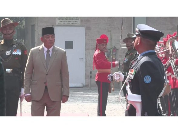 World News | Indonesian Defence Minister Sjafrie Sjamsoeddin Receives Tri-services Guard of Honour