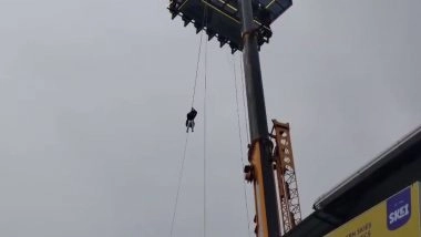India News | Tourists Stranded at Sky Dining Facility in Idukki, Kerala After Crane Failure; Rescue Underway