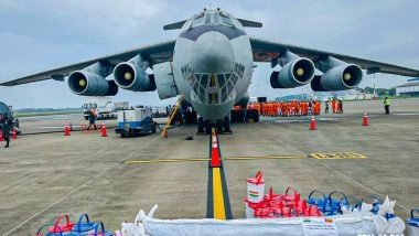 World News | Operation Sagar Bandhu: IAF IL-76 Arrives in Sri Lanka with 80 NDRF Personnel, Relief Supplies