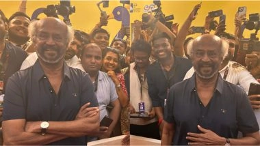 Entertainment News | Rajinikanth Poses with Paparazzi on IFFI 2025 Red Carpet, Wins Hearts