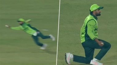 Babar Azam Catch Video: Watch Star Pakistan Cricket Grab Flying One-Handed Catch to Dismiss Sadeera Samarawickrama During PAK vs SL 1st ODI 2025