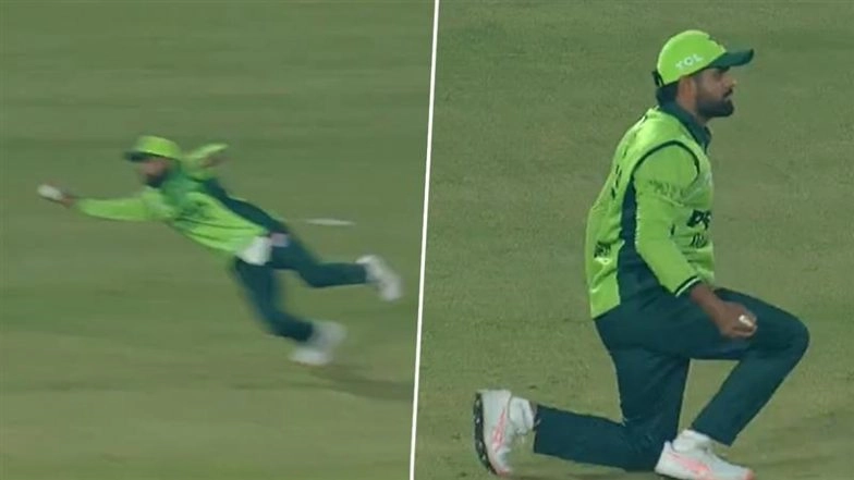 Babar Azam Catch Video: Watch Star Pakistan Cricket Grab Flying One-Handed Catch to Dismiss Sadeera Samarawickrama During PAK vs SL 1st ODI 2025
