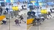 Karnataka: Man Tries To Attack 2 Taxi Drivers at Bengaluru Airport With Knife Following Quarrel, Gets Overpowered by CISF Officials; Video Surfaces Karnataka: Man Tries To Attack 2 Taxi Drivers at Bengaluru Airport With Knife Following Quarrel, Gets Overpowered by CISF Officials; Video Surfaces