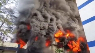 Bhiwandi Fire: Massive Blaze Erupts at Dyeing Company in Maharashtra's Saravali MIDC Area (Watch Video)