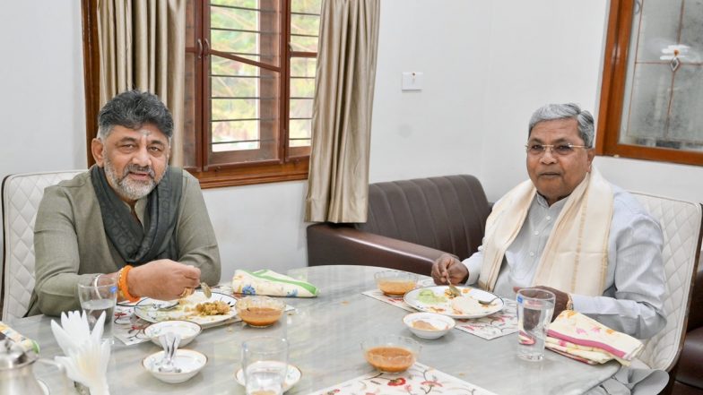 &lsquo;We Are Together, Loyal Soldiers of Party&rsquo;: Dy CM DK Shivakumar After Breakfast Meeting With Karnataka CM Siddaramaiah Amid Power Tussle (Watch Video)