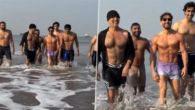 Akshay Kumar Joins Tiger Shroff for ‘Ocean’s 9’ Juhu Beach Walk; Fans Praise His Fitness at 58 (Watch Video)