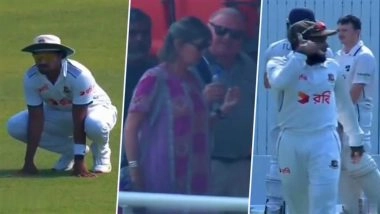Earthquake Stops Bangladesh vs Ireland 2nd Test 2025 in Dhaka, Panic Ensues as Players Gather Near Field (Watch Viral Video)
