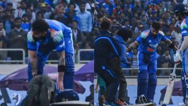 Fan Invades Pitch to Touch Virat Kohli's Feet After His 52nd ODI Century, Achieves Feat During IND vs SA 1st ODI 2025 (Watch Video)
