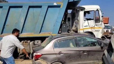 Jaipur Road Accident: 10 Dead, Several Injured After Trolley Truck Overturns in Rajasthan’s Loha Mandi Area (Watch Videos)