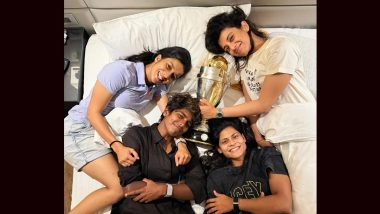 Jemimah Rodrigues, Smriti Mandhana and Other Team India Players Pose With ICC Women's World Cup 2025 Title in Hotel Room, Photos Go Viral