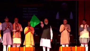 PM Narendra Modi Flags off 4 New Vande Bharat Express Trains From Varanasi (Watch Video)