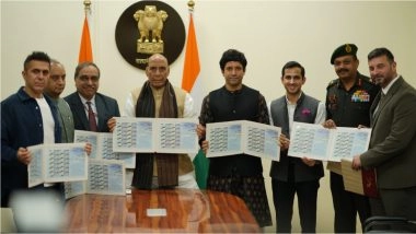 ‘120 Bahadur’: Defence Minister Rajnath Singh Unveils ‘My Stamp’ Honouring Rezang La Heroes in Presence of Farhan Akhtar and Team (View Pics)