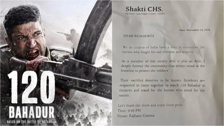 '120 Bahadur': Building Society's Notice Asking Residents to Watch Farhan Akhtar's War Drama Goes Viral