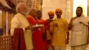 Ram Mandir &lsquo;Dharma Dhwaj&rsquo; Ceremony in Ayodhya: PM Narendra Modi, RSS Chief Mohan Bhagwat Offer Prayers at Ram Temple Ahead of &lsquo;Dhwajarohan Utsav&rsquo; (See Pics and Video)