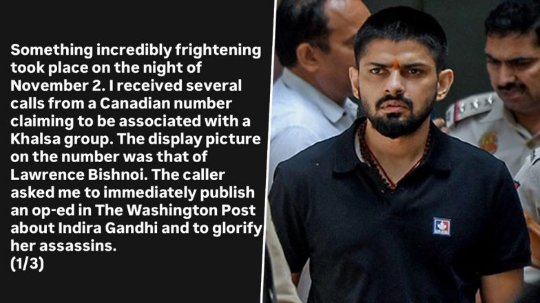 Rana Ayyub Says She and Father Received Death Threats From Canadian Phone Number Displaying Lawrence Bishnoi's Photo, Asked To Glorify Indira Gandhi Assassination