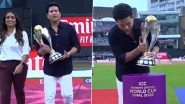 Sachin Tendulkar Walks Out With ICC Women&rsquo;s World Cup 2025 Trophy Ahead of IND-W vs SA-W Final in Navi Mumbai, Video Goes Viral