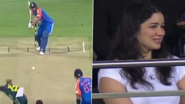 Sara Tendulkar's Reaction Caught on Camera After Shubman Gill Hits Boundary As She Attends IND vs AUS 3rd T20I 2025 at Bellerive Oval in Hobart (Watch Video)