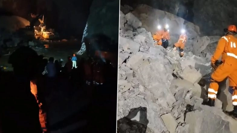 Sonbhadra Mine Collapse: 15 People Feared Trapped As Stone Mine Collapses in Uttar Pradesh, Rescue Operations Underway (Watch Video)