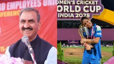 Himachal Pradesh Chief Minister Sukhvinder Singh Sukhu Announces INR 1 Crore Prize Money for Renuka Singh Thakur After India's ICC Women's World Cup 2025 Title Triumph