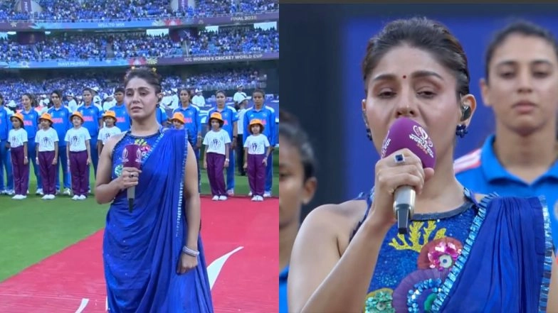 Sunidhi Chauhan Sings Indian National Anthem Ahead of IND-W vs SA-W ICC Women's World Cup 2025 Match (Watch Video)