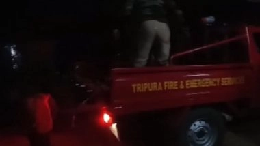 Tripura Road Accident: 1 Killed, 2 Others Injured As Vehicle With Wedding Guests Meets With Accident in Dhalai (Watch Video)