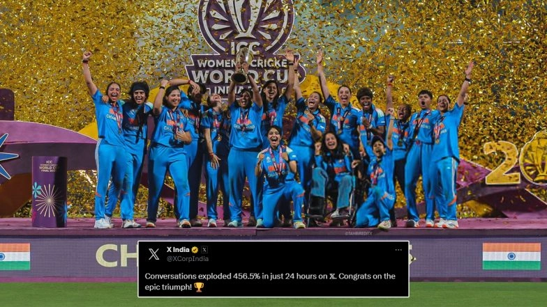 Conversations Jumped 456.5% in Just 24 Hours on X After Indian Women's Team Win ICC Cricket World Cup 2025, X India Shares Data While Quoting Virat Kohli's Post