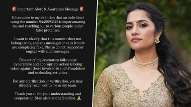 ‘Kantara: Chapter 1’ Actress Rukmini Vasanth Warns Fans About Fake Imposter Using Her Name Online; Says, ‘This Act of Impersonation Falls Under Cybercrime’ (View Post)