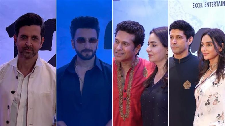 '120 Bahadur' Screening: Hrithik Roshan, Ranveer Singh and Sachin Tendulkar Attend Farhan Akhtar’s War Drama Premiere (Watch Video)