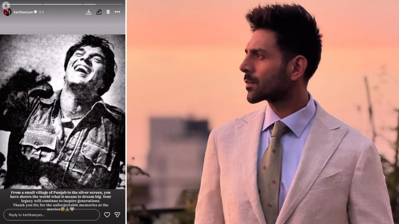 ‘From a Punjab Village to the Silver Screen’: Kartik Aaryan Remembers Dharmendra, Says His Journey Will Inspire Generations (View Post)