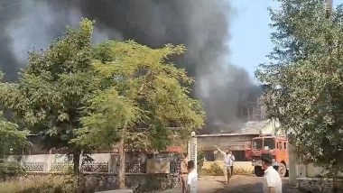 Maharashtra: Fire Breaks Out in Chemical Factory in Jalgaon, Dousing Efforts Underway (Watch Video)