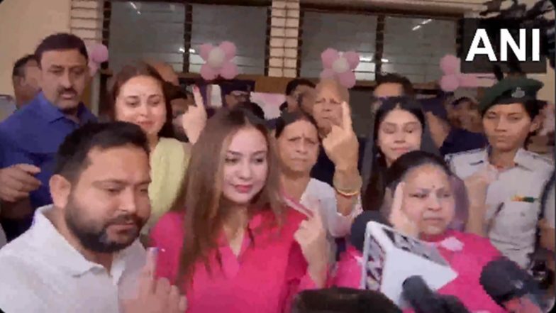 Bihar Assembly Elections 2025 Phase 1 Voting: Lalu Prasad Yadav, Rabri Devi and Tejashwi Yadav Cast Their Votes, Say Change Coming on November 14 (Watch Videos)