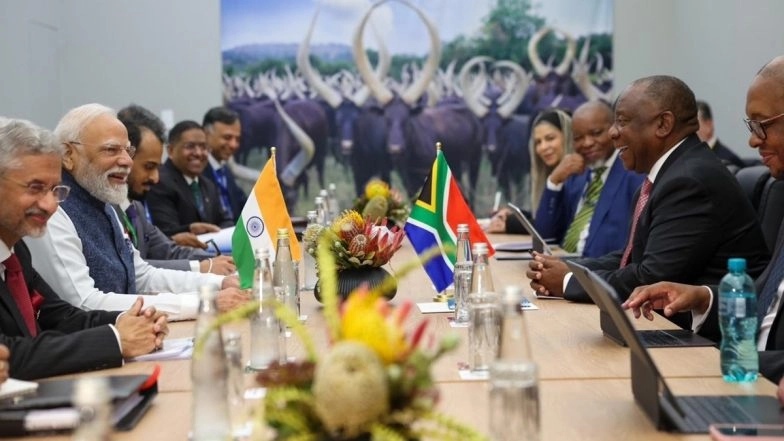 G20 Summit 2025: PM Narendra Modi Attends India-Brazil-South Africa Leaders’ Meeting on Sidelines of Summit in Johannesburg (Watch Video)