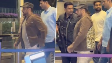 Da-Bangg The Tour Reloaded 2025: Salman Khan Arrives in Qatar Looking Stylish in Cream Pants and Tan Jacket (Watch Videos)