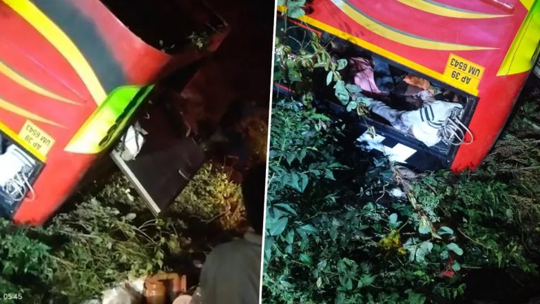 Andhra Pradesh Road Tragedy: 9 Killed As Bus Overturns on Ghat Road in Alluri Sitarama Raju, CM N Chandrababu Naidu Expresses Grief Over Deaths in Accident