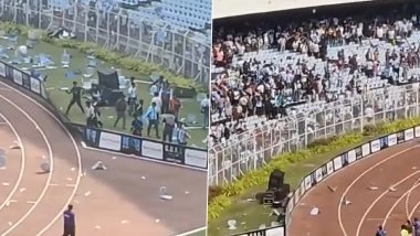 Lionel Messi's GOAT India Tour: Fans Throw Bottles and Chairs From Stands at Kolkata's Salt Lake Stadium After Argentina Star Leaves For Hyderabad